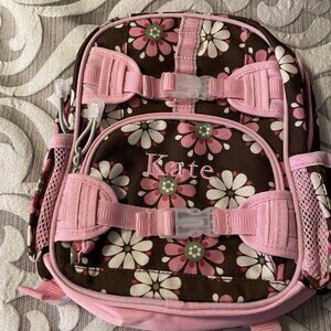 Pottery Barn Kids Floral Preschool Small Backpack Pink Brown Flowers "Kate" NEW